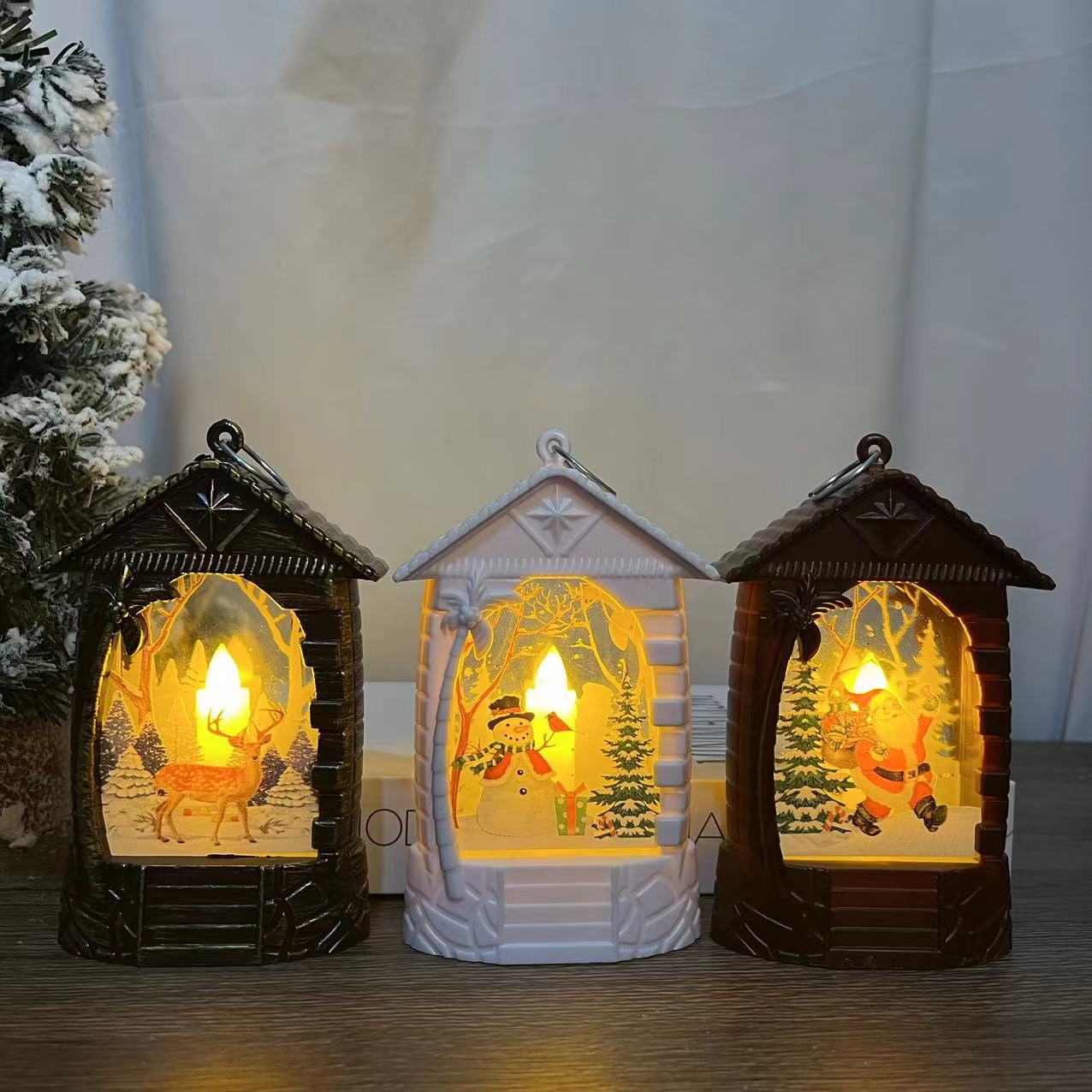 Christmas Ornaments Santa Claus Glow House Atmosphere Nightlight Tabletop Ornaments