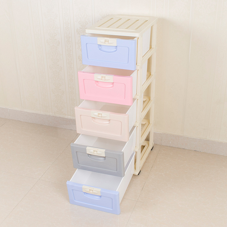 Hongda 10# Multi-Layer Arbitrary Plastic With Self-Locking Function Macaron Color Stitched Cabinet Dormitory Drawer Closet Application Scenario