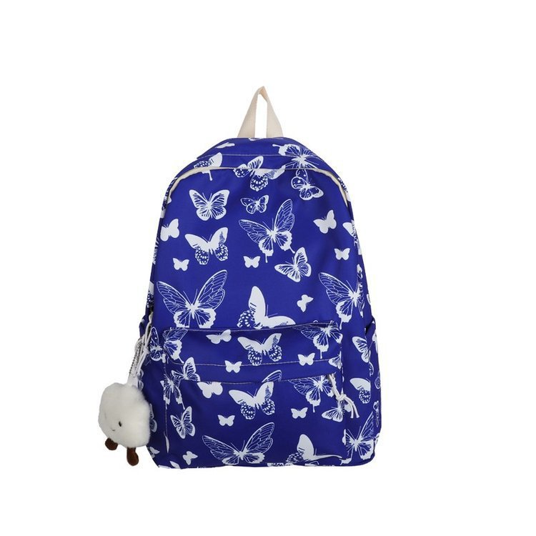 Fashionable new 2024 back-to-school season butterfly pattern girls' bag, high school student backpack, lightweight single-shoulder bag, fashionable pendant Item Picture