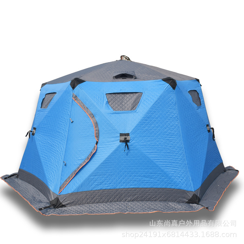 Outdoor winter fishing tent made of cotton fabric with thickened cotton for warmth, quick-opening portable sauna fishing, winter fishing and ice fishing tent details Picture