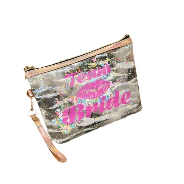 Cross-border new Bride bright pink makeup bag, women's printed storage bag, clutch bag, travel storage bag manufacturer Item Picture