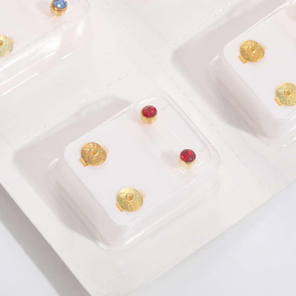 Cross-border piercing jewelry earrings, gold-plated stud earrings, acrylic earrings, diamond-encrusted gun stud piercing earrings, wholesale Specification image