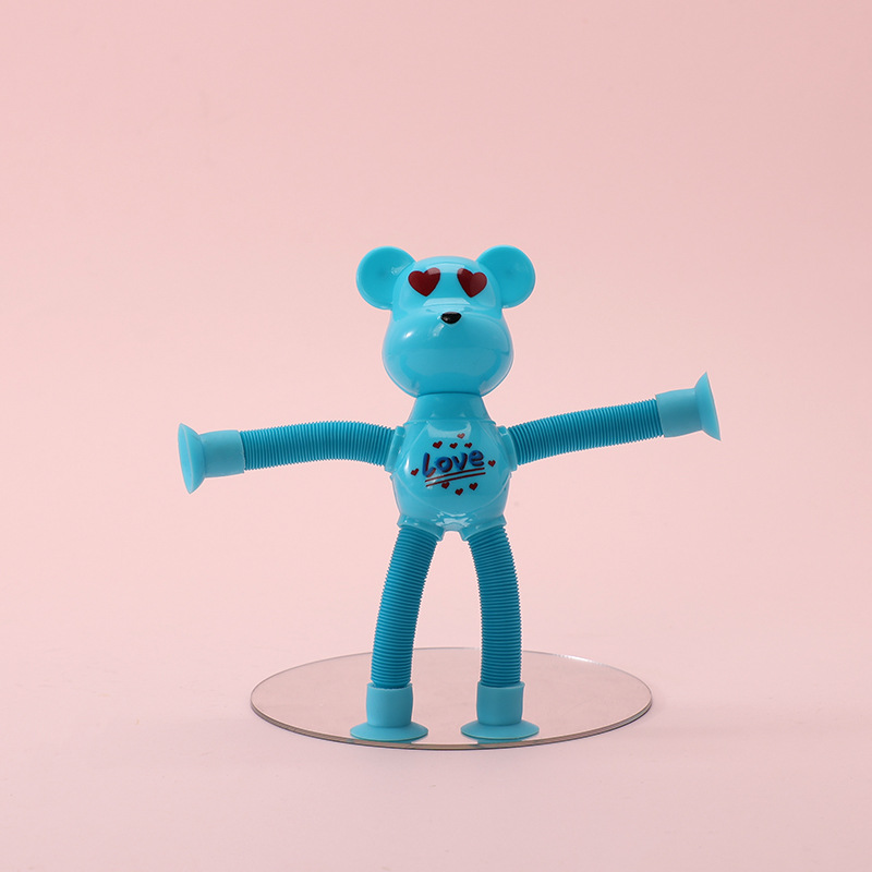Suction cup Violent bear, versatile luminous cartoon stretchable children's baby intelligence parent-child interactive stretching tube, stress-relieving toy Specification image