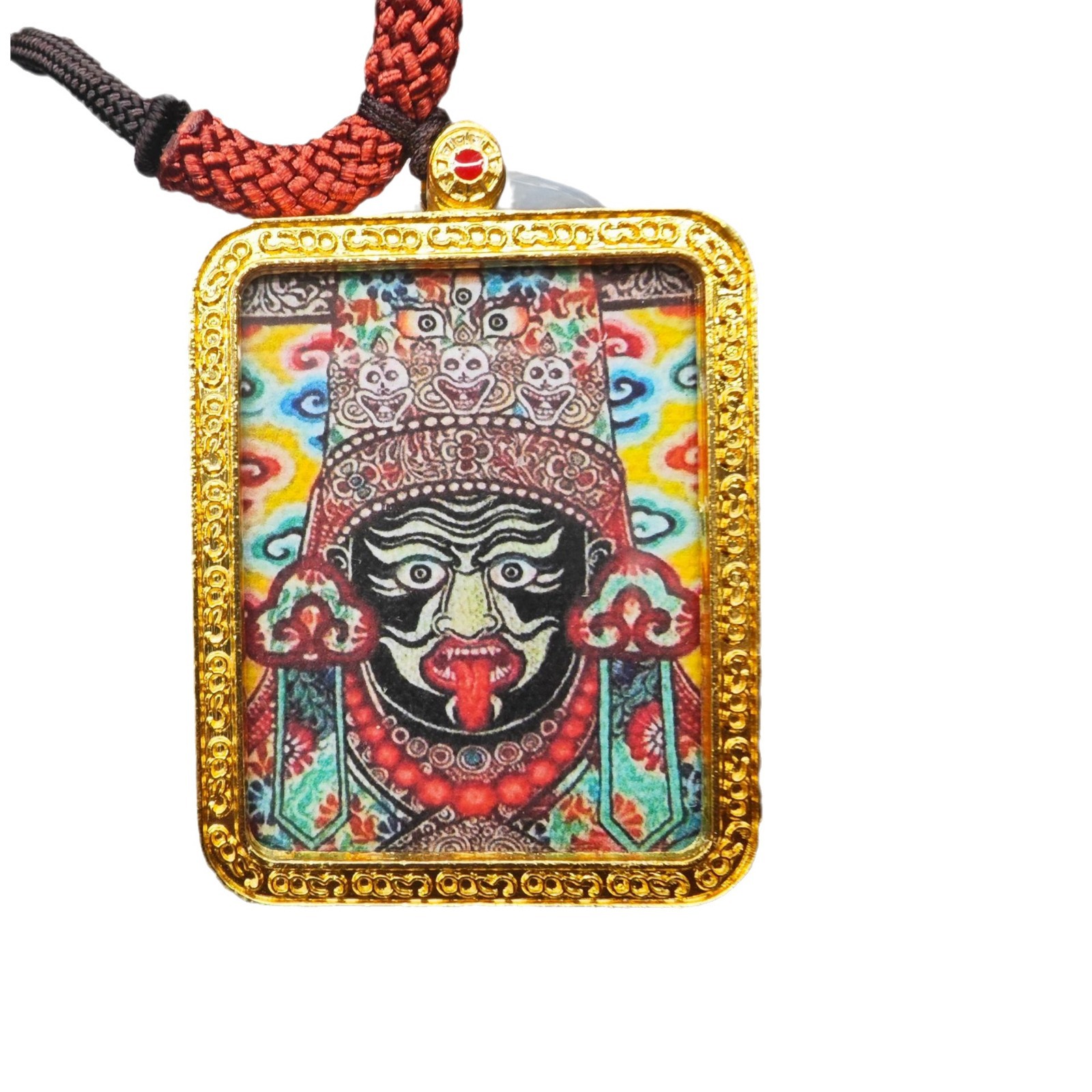 Yongci Double-sided Thangka necklace, fabric spray-painted non-hand-painted Yellow God of Wealth Zaki Lam, Past and Present Life Pendant Item Picture