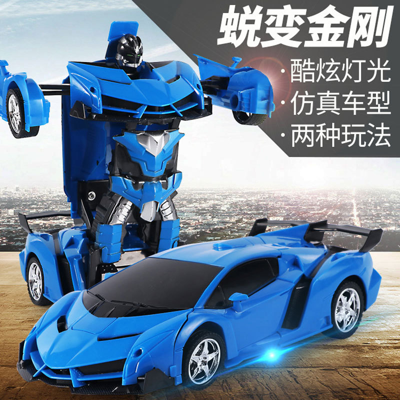 One-click transformation remote control car RC, boy and child King Kong robot, racing car model, police car, toy car, cross-border details Picture