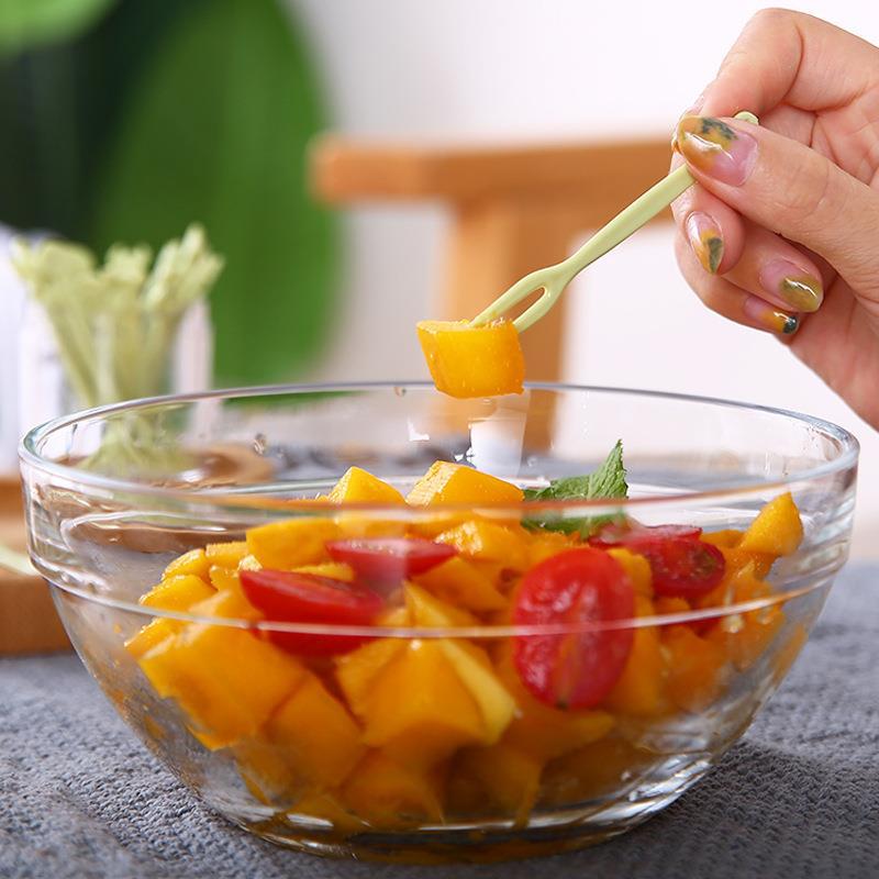 Creative thickened fruit fork disposable dessert Western food signature household plastic cake dessert fruit fork box details Picture