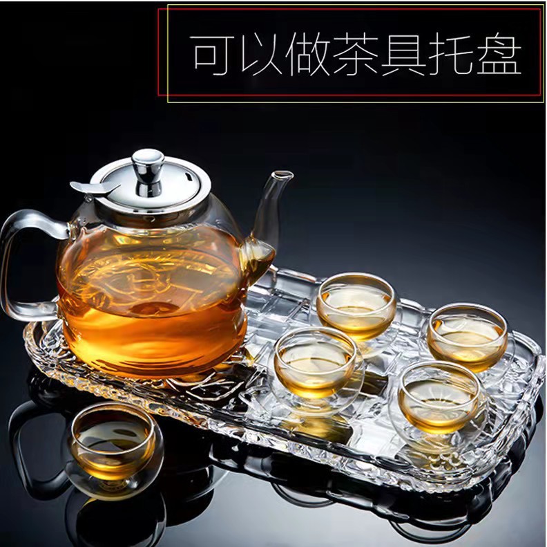 European Creative Crystal Glass Rectangular Glass Tray Tea Plate Tea Plate Living Room Dry Fruit Plate Fruit Plate Application Scenario