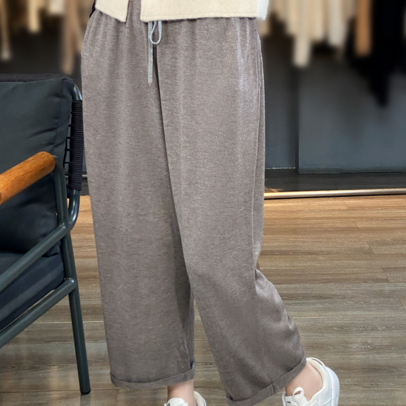 Autumn Korean-style wool pants for women, thin, fashionable, loose and casual, Harem pants, 9-inch pants, grandma pants