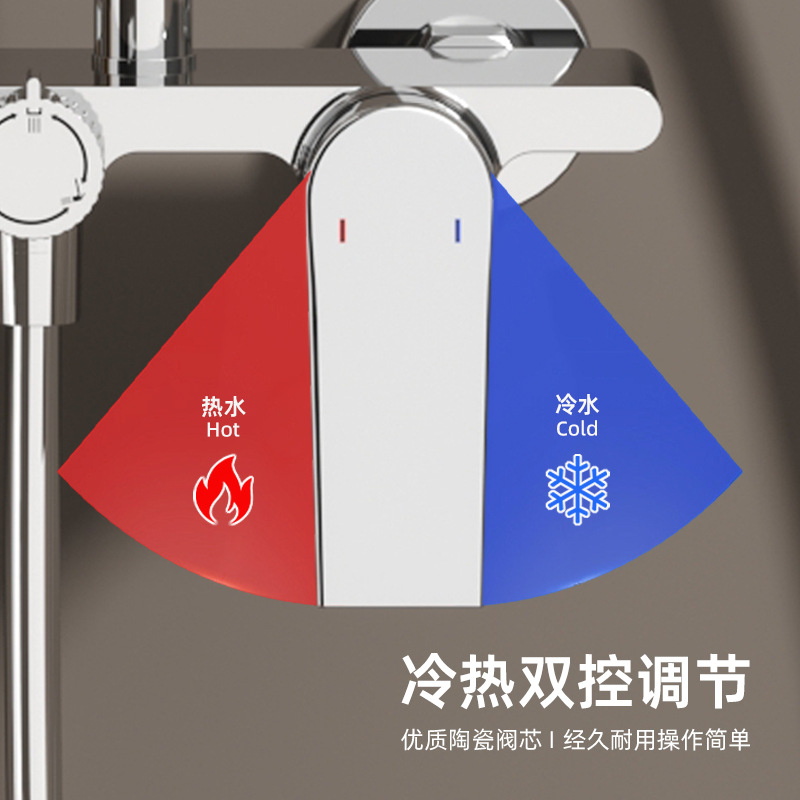 Cross-border foreign trade best-selling large shower, hot and cold shower head set, all-copper light luxury bathroom, round top spray, home hotel Specification image