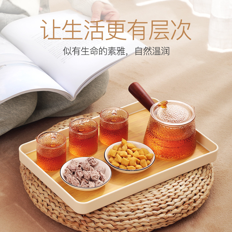 Japanese style rectangular tray home tea cup combination set creative tea tray plastic fruit tray Specification drawing