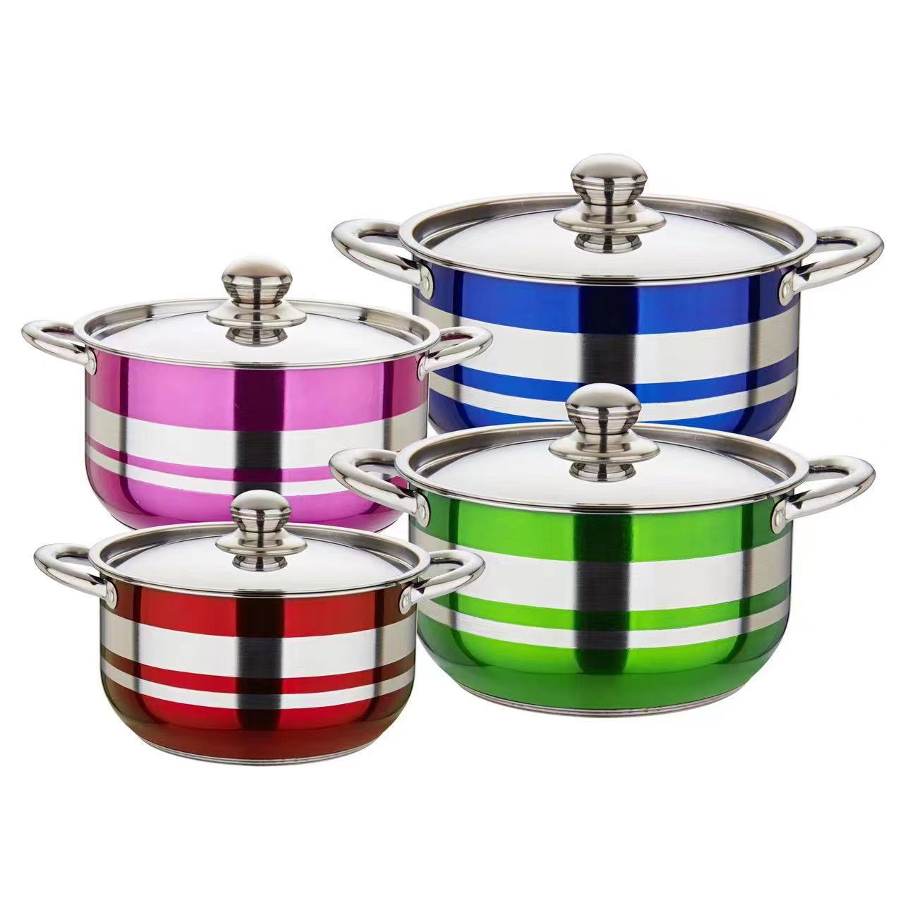 Thickened stainless steel color set pot 20-22-24-26 cm cross-border foreign trade supply from Mexico wholesale details Picture