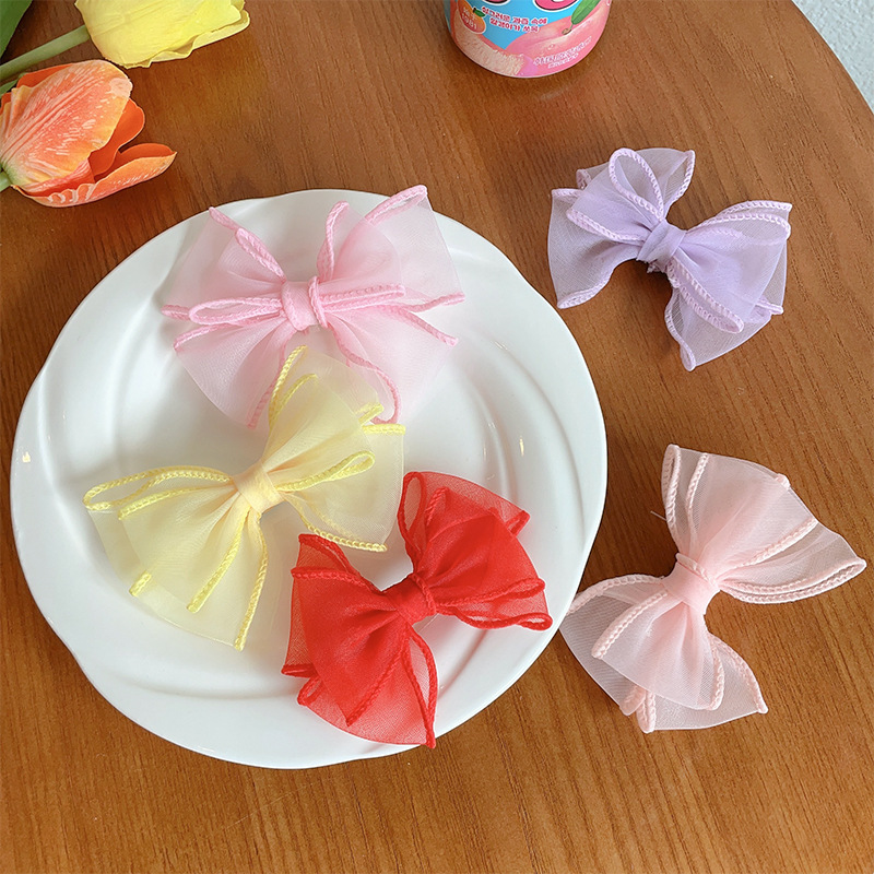 Korean lace girl princess bow hair clip headwear, children's super ethereal charm, girl side clip and top clip hair accessory Specification image