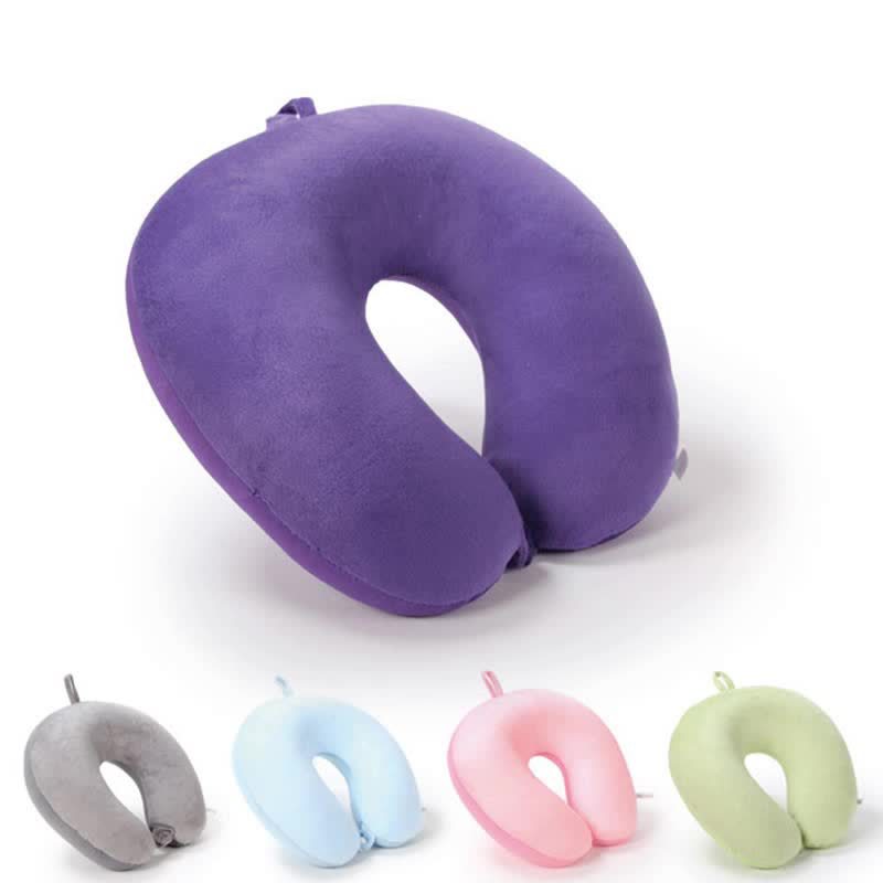 素色泡沫粒子枕跨境u型枕旅行u型护颈枕便携飞机枕办公室午睡脖枕
