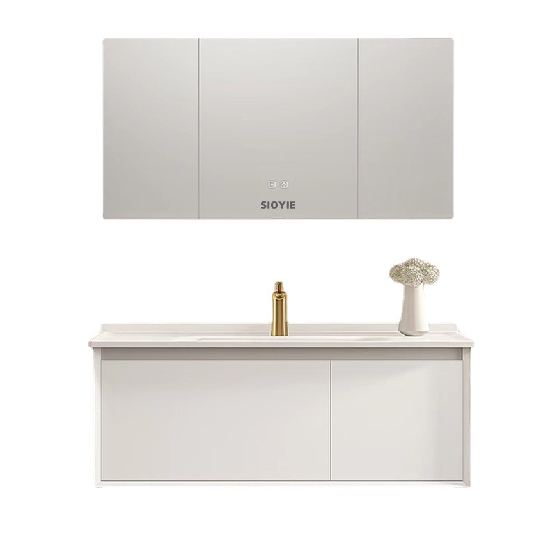 Smart Bathroom Cabinet Ceramic Integrated Basin Bathroom Mirror Cabinet Combined Rock Plate Washing Station Bathroom Washbasin Wash Basin Item Picture
