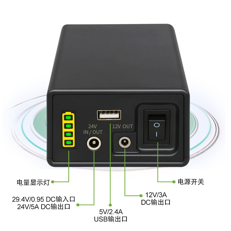 24V large-capacity 12v18650 lithium battery, small volume 5v mobile power bank, LED light strip monitoring, universal battery Item Picture