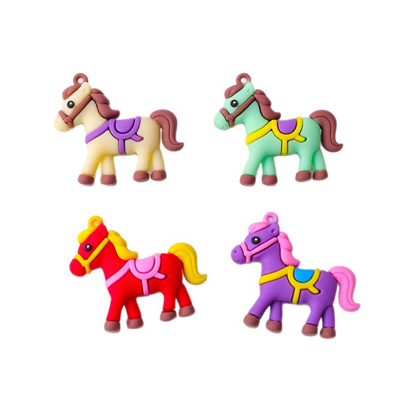 Año nuevo caballo llavero boney colgante bolsa de escuela PVC colgante de goma suave caja ciega boney unicornio zodiaco caballo muñeca pony goteo llavero colgante Item Picture