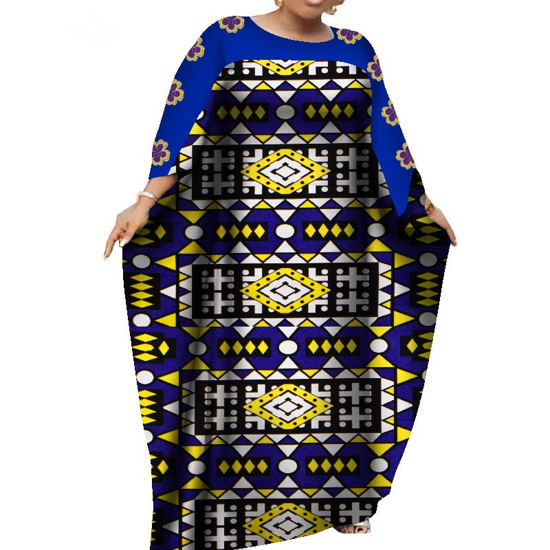 1件代发非洲妇女大码连衣裙 非洲民族风格棉质安卡拉长袍长裙详情图3