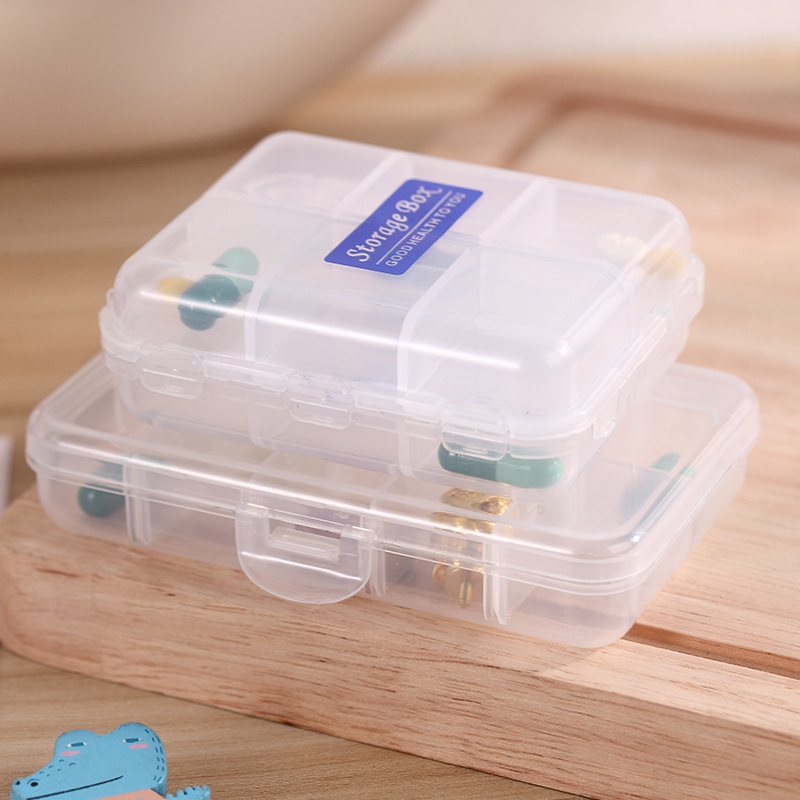 Portable 10-compartment and 12-compartment medicine box, foldable small medicine box, and plastic travel medicine storage box for separate packaging details Picture