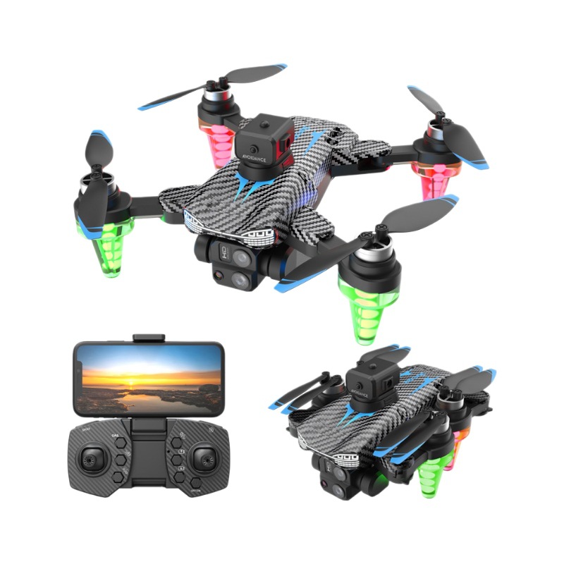 C19s Gradient Color Light Four-Axis Unmanned Aerial Vehicle Aerial Photography Folding Brushless High-Definition Electronically Controlled Remote Aircraft Item Picture