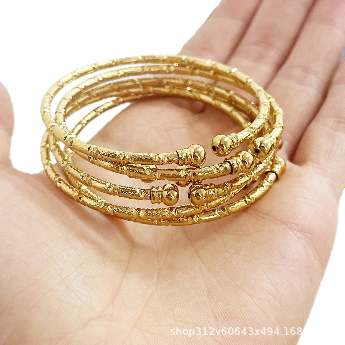 3MM gold-plated bracelet for women, African gold bead bracelet, gift for Ethiopian wedding brides details Picture
