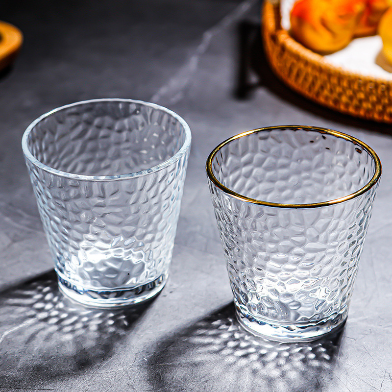 Creative Japanese Gold-Rimmed Hammer Glass Cup
