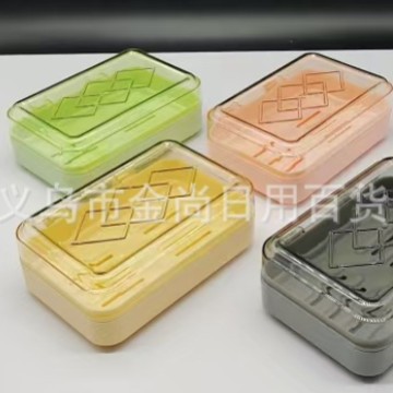 Creative flip-top soap box, balcony soap box, simple transparent plastic draining box, home dormitory soap box, bathroom full figure