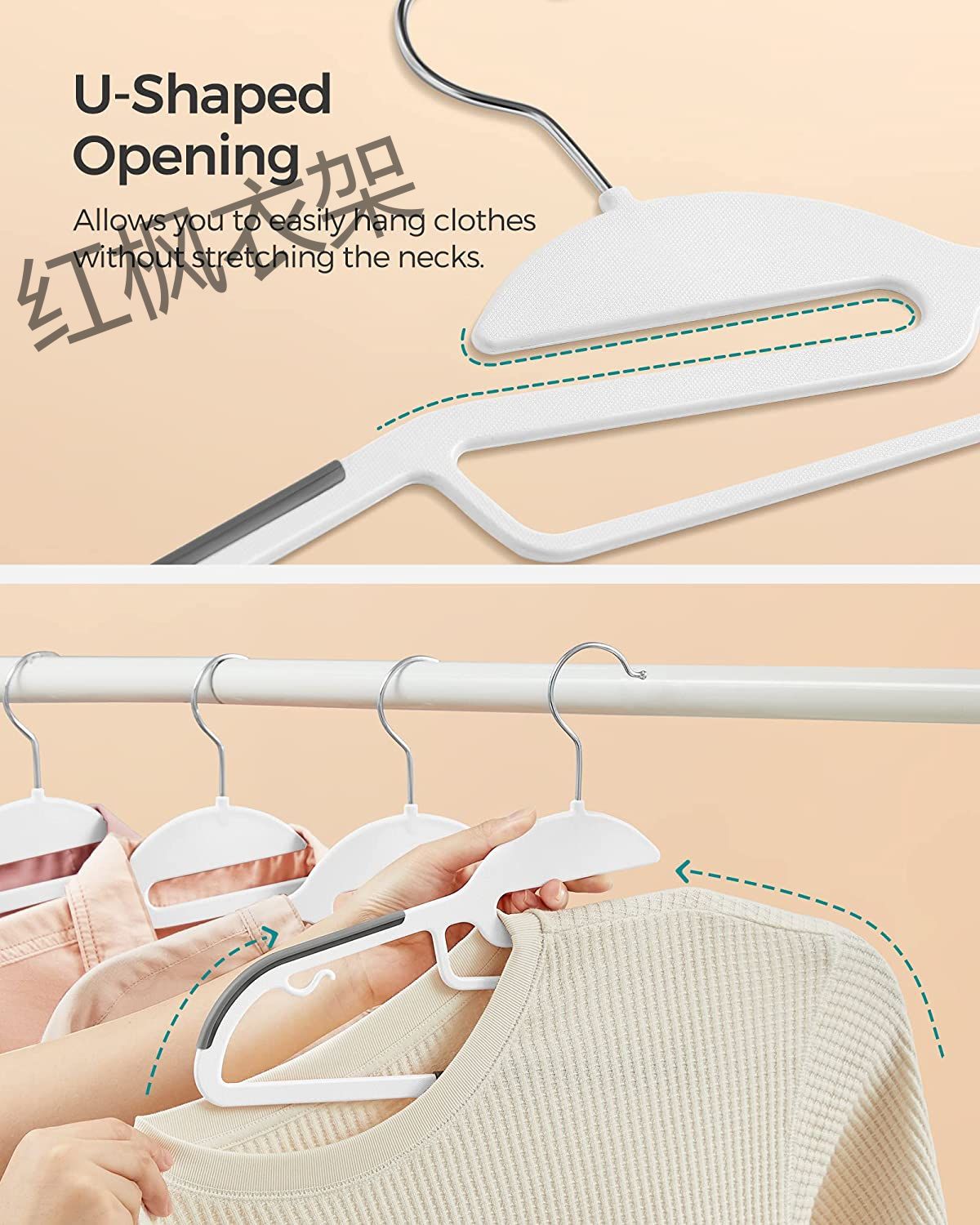 Amazon cross-border best-selling anti-slip and traceless clothes drying rack, dry and wet dual-purpose plastic clothes rack, special clothes rack for organization and storage Application Scenario