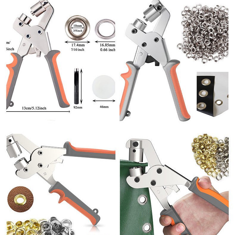 Manual air eye pliers, advertising tarpaulin button press machine tools, portable hole puncher, poster photo, chicken eye button pliers Specification image