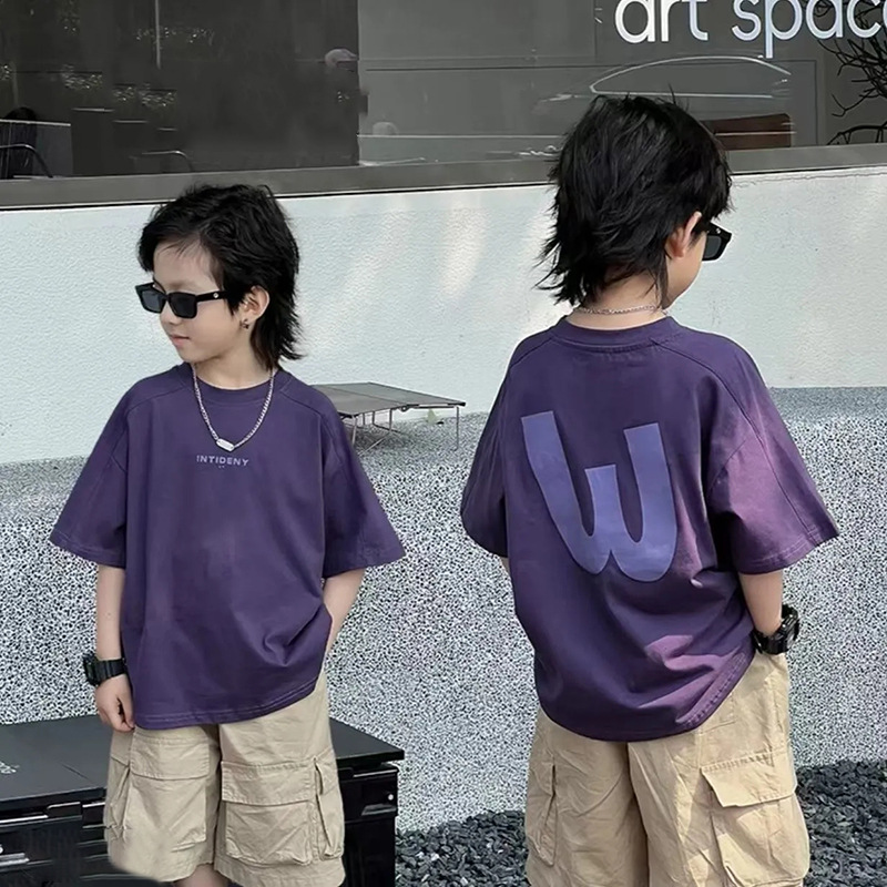 男女童短袖t恤夏装新款洋气圆领印花帅气中大童半袖上衣夏季童装