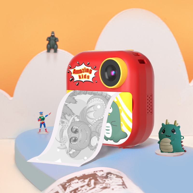 The new children's Polaroid camera can record videos. It features high-definition thermal paper printing and dual front and rear cameras details Picture