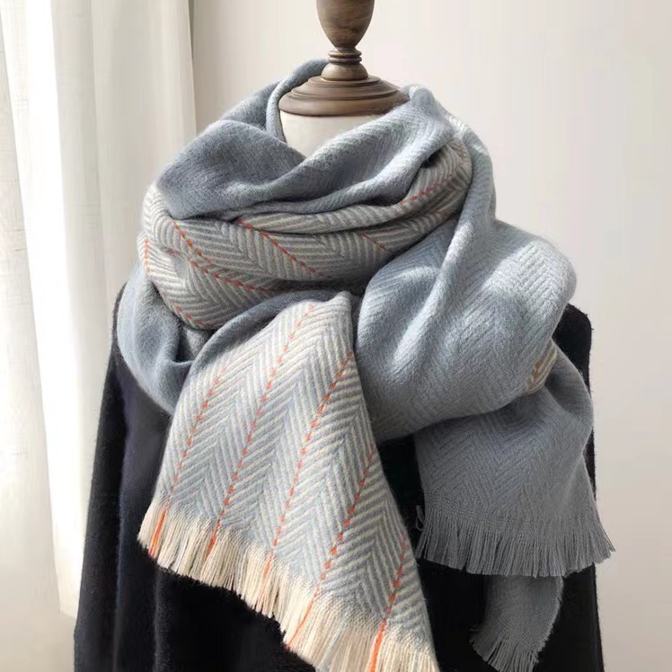 Korean Version Of The New Simple Scarf Female Winter Students Long Thick Shawl Imitation Cashmere Splicing Bib Wholesale details Picture