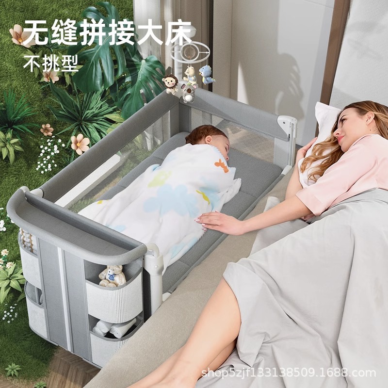 Cool Doutin Crib Folding Splice Queen Bed Portable Bed Removable Newborn Crib Diaper Table Baby Bed Application Scenario