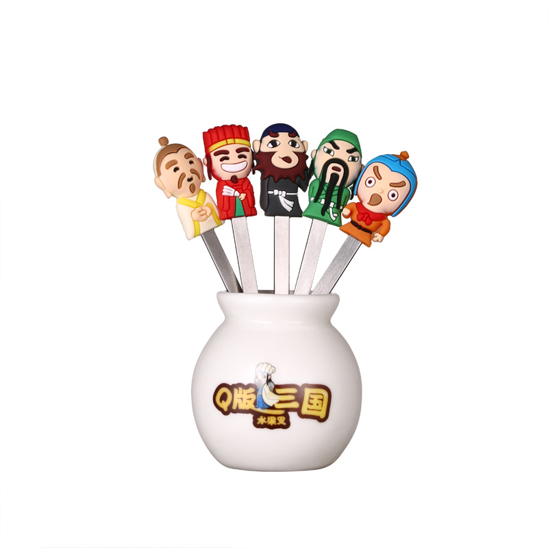 Fruit fork storage can set, creative internet-famous Chinese-style silicone fruit skewers, restaurant dessert forks, fruit sticks, fruit skewers Item Picture