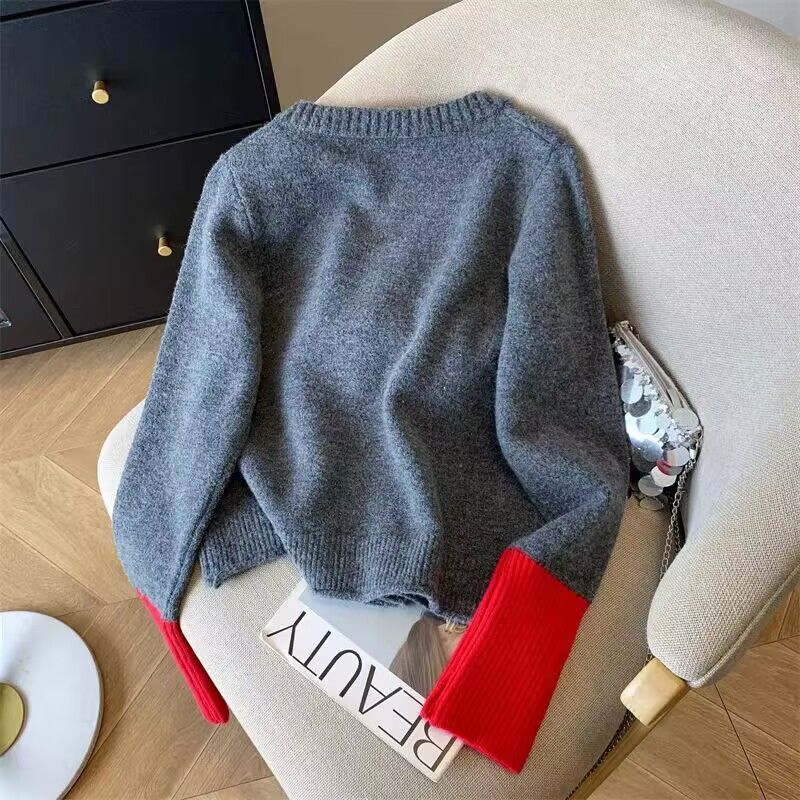 山力达迪高级感超好看撞色针织开衫外套女秋冬季内搭上衣软糯独特详情5