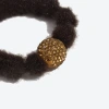 The milk coffee color hair tie exudes a high-end feel. It's a new autumn and winter style with a plush hair band and high-elasticity diamond-encrusted light luxury hair tie Application Scenario