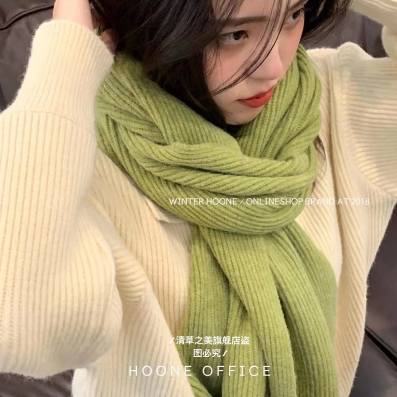 韩版围巾2024冬季新款纯色网红女情侣学生百搭针织加厚保暖围脖男