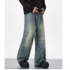 FUIV Spring American high street men's and women's streetwear brand washed casual loose straight-leg retro versatile wide-leg jeans Specification image