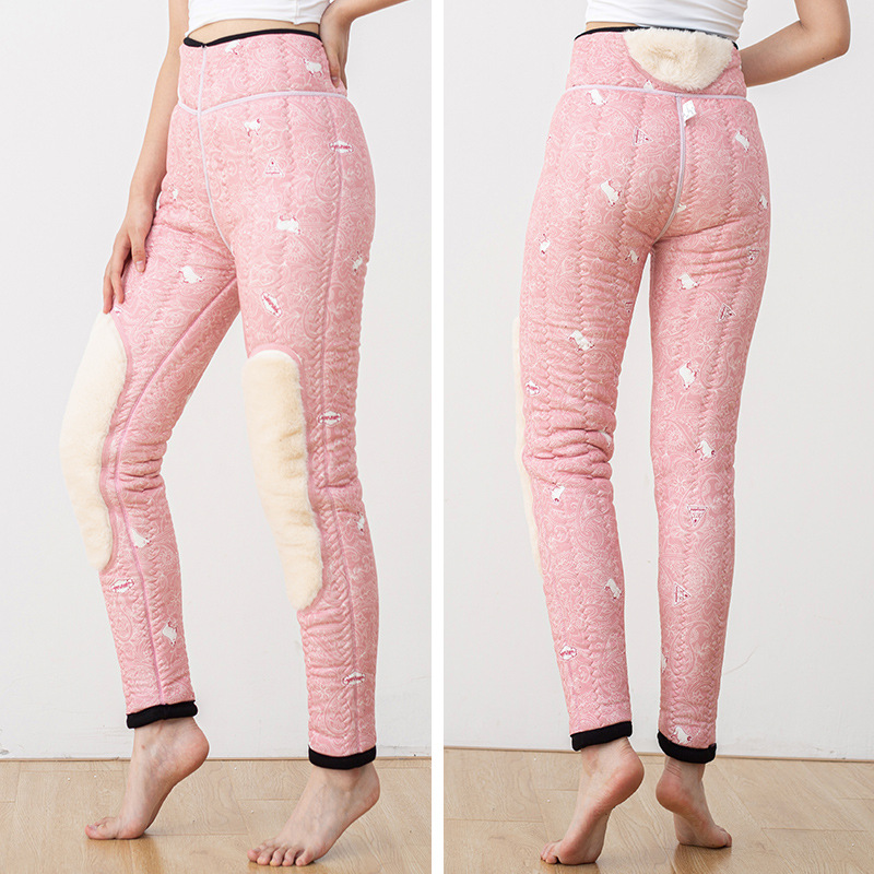 2022 New Style [Outerwear workwear] Wool leggings for women, knee and waist guards, high-waisted, slimming and warm cotton pants for autumn and winter Specification image
