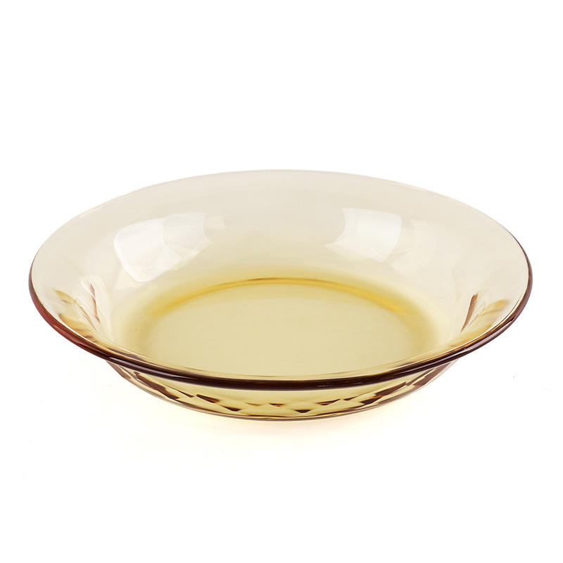 Heat-Resistant High-Boron Glass Dinner Plate Amber Cutlery Household Plate Cold Dish Microwave Baking Dish Utensil Round Dish Item Picture