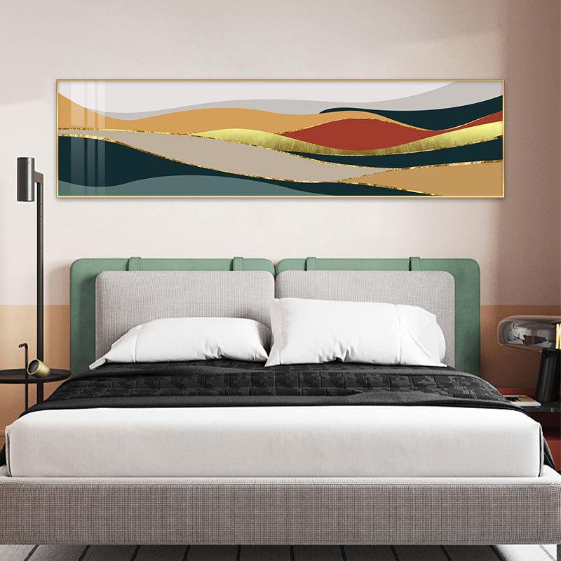 Longjiang Shijia Decorative Paintings: Abstract Bedside paintings, Hotel Nordic minimalist canvas paintings, Modern Bedroom crystal porcelain paintings wholesale Specification image