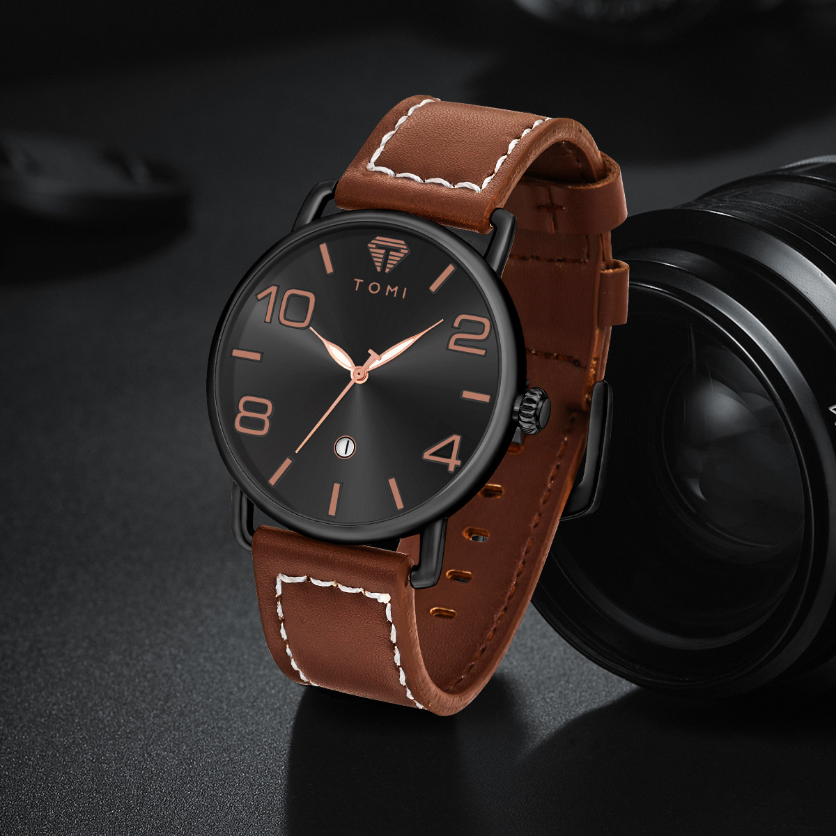 The new TOMI watch is a casual and simple calendar wristwatch for middle school students, a niche and trendy quartz watch for both men and women details Picture