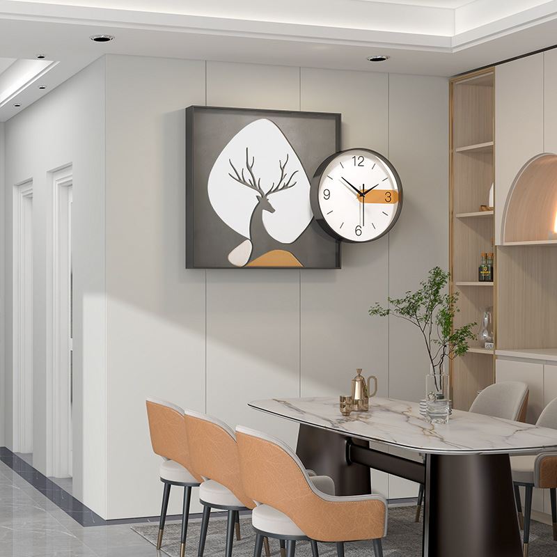 Living Room Wall Clock Modern Simple Decorative Painting Clock Combination Creative Network Red Table New Time Clock Hanging Wall Restaurant Specification drawing