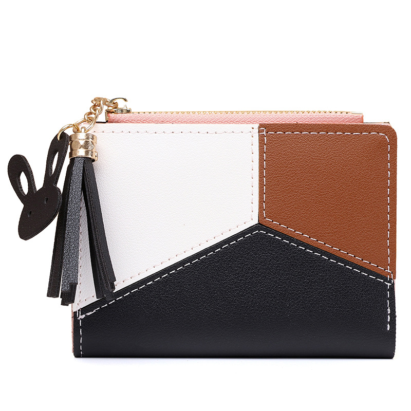 2022 New Wallet Women's Short Fashion Zipper Money Clip Splicing Color Contrast Student Coin Purse Women's Card Bag Purse Item Picture