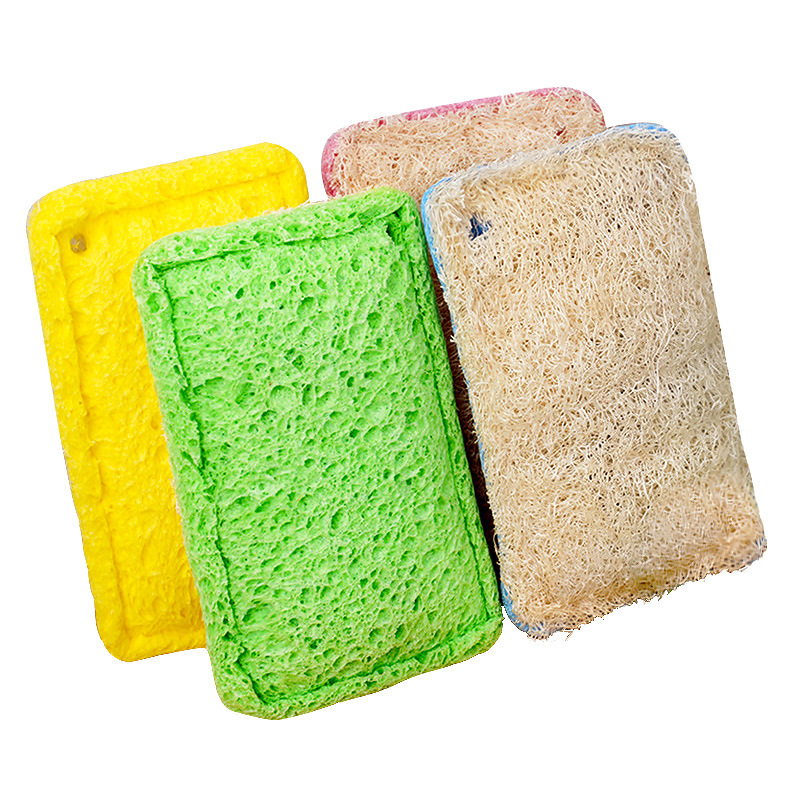 Loofah Wood Pulp Cotton Dishwashing Cloth Kitchen Cleaning Brush Pot Dishwashing Tool Compressed Wood Pulp Sponge Dishwashing Brush Item Picture