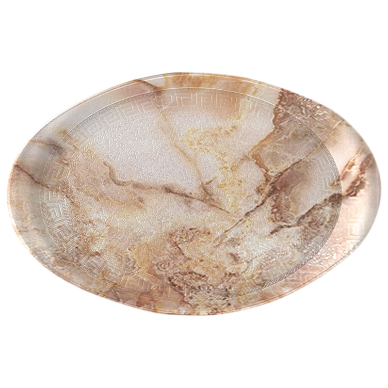 Marble Tray Oval Creative Tea Tray Food Melon Seeds Fruit Tray Plastic Home Hotel Tray Custom Item Picture