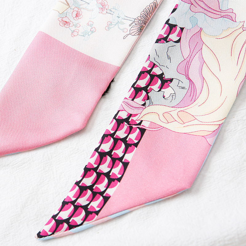 Silk Scarves Headband Satin Wholesale Printed Long Silk Scarves Mulberry Silk Hair Accessories Variable Square Scarves For Women Specification drawing