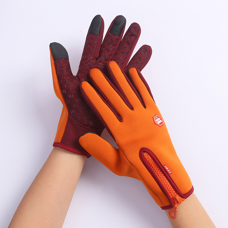 Winter Outdoor Waterproof Touch Screen Gloves Male Mountaineering Cycling Skiing Fleece Windproof Female Warm All Fingers details Picture