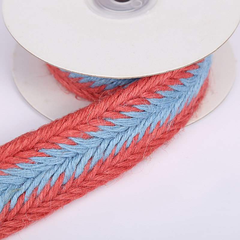 Diy Hand-Decorated 3.5 Cm Color Woven Belt Textile Clothing Accessories Hemp Woven Belt Jute Lace Wholesale Specification drawing