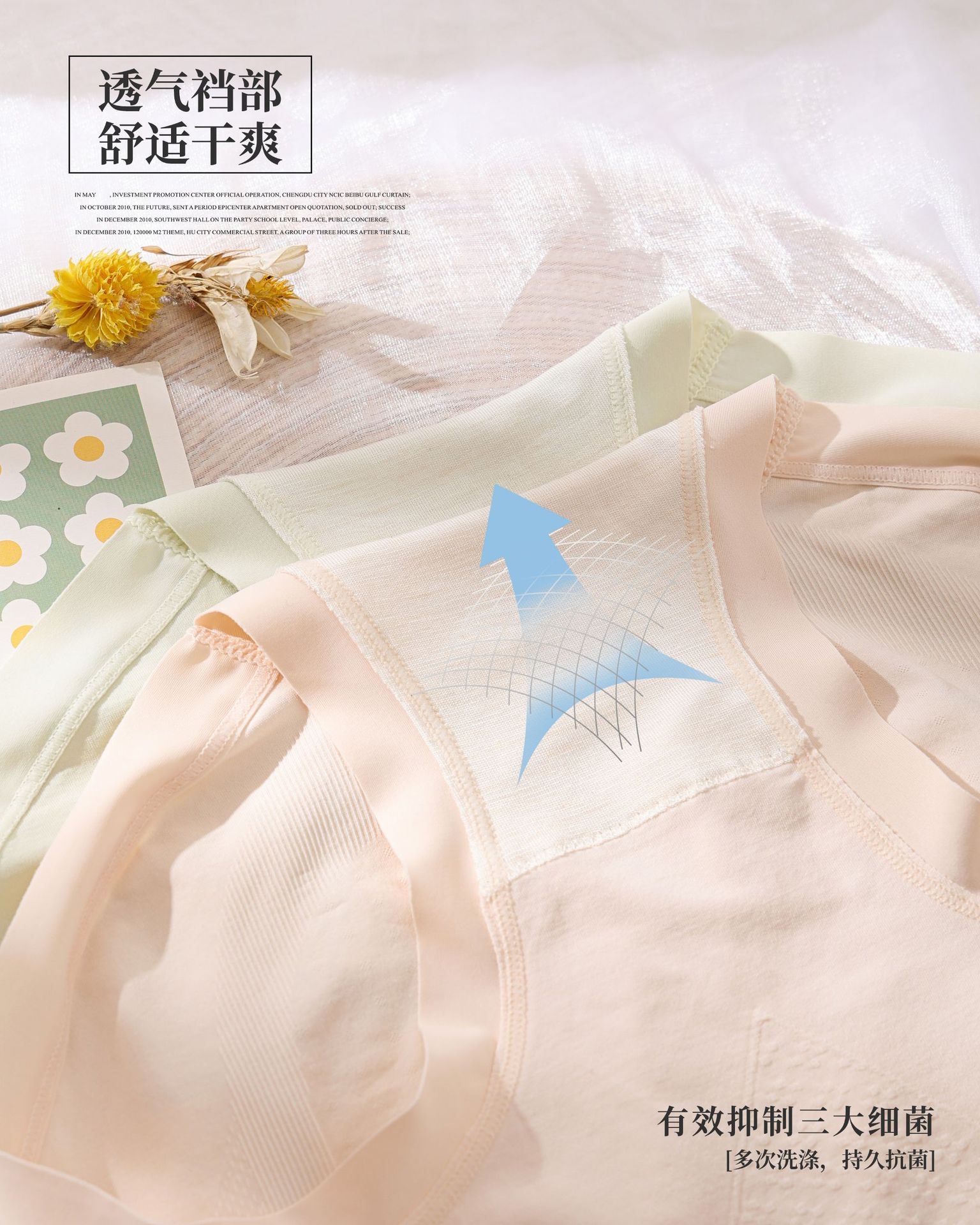 Danbeth Summer Ultra Thin 2242 Bare Ammonia Seamless 32 Needle Small Floral Mulberry Silk Antibacterial Briefs For Women Specification drawing
