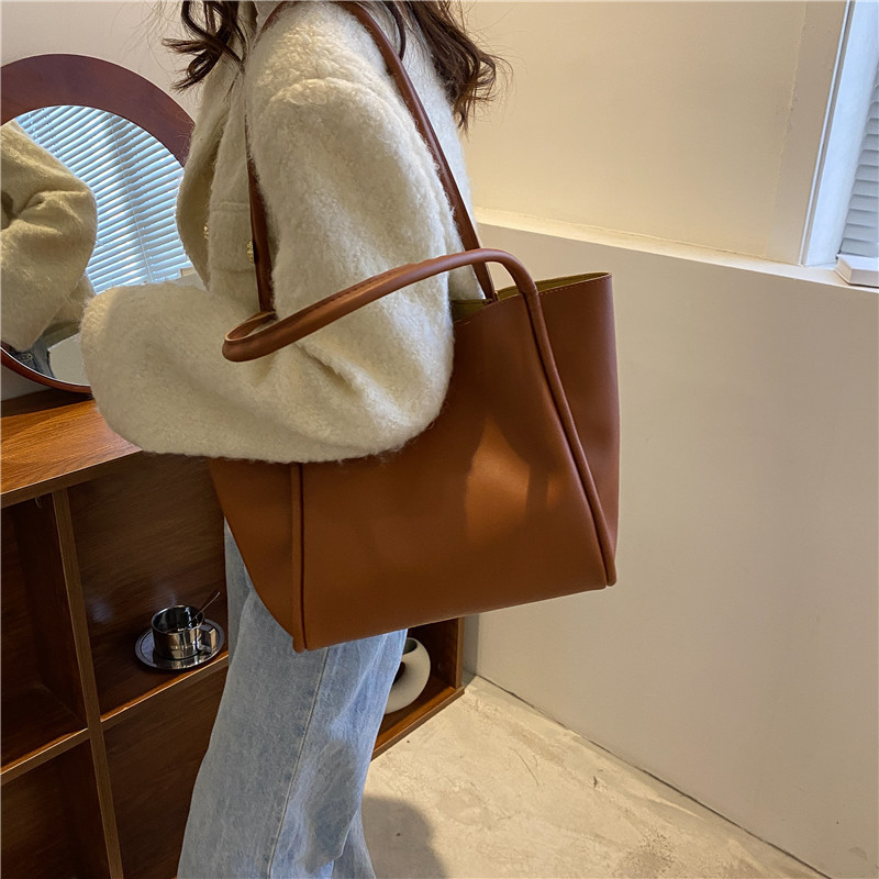 Korean Version Of Pure Color Child Mother Bag 2022 New Female Bag Simple Tote Bag Large Capacity Spring Fashion Shoulder Bag details Picture